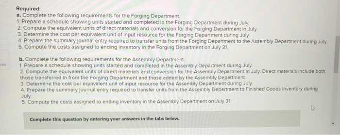 Forging and Assembly. All direct materials are added at the beginning of