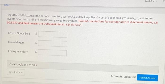 Show Attempt History Current Attempt in Progress The following information relates to