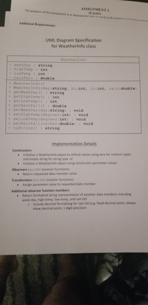 to write a class according to UML Diagram specifications 2 Demonstrate the
