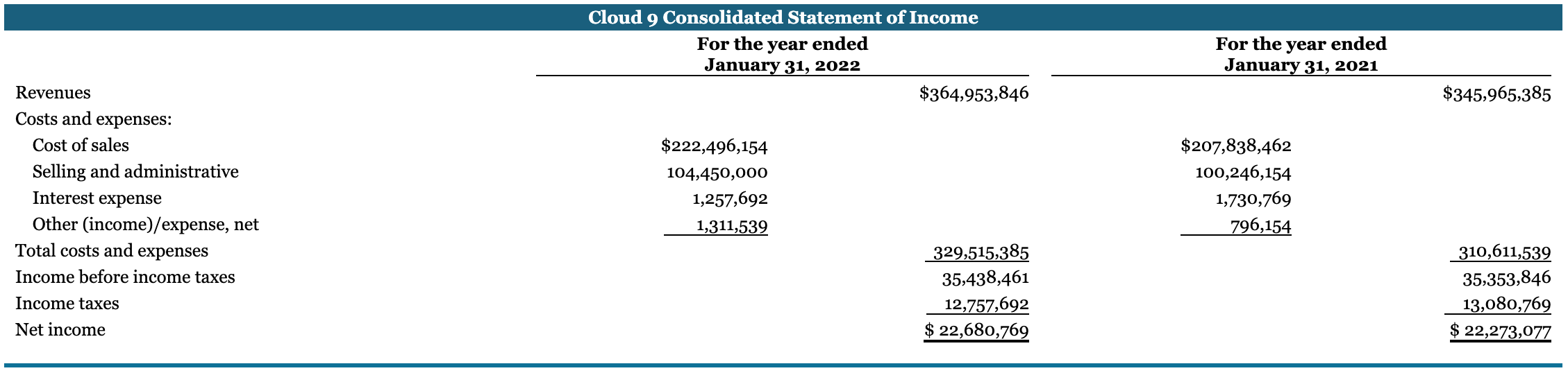 audit team needs to gain an understanding of Cloud 9's structure and
