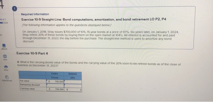 and bond retirement LO P2, P4 The following information applies to the