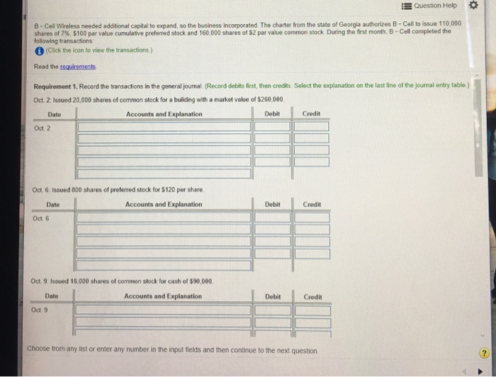  Question Help B-Cell Wireless needed additional capital to expand, so the