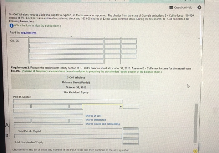 of the journal entry table.) Oct. 2. Issued 20,000 shares of common