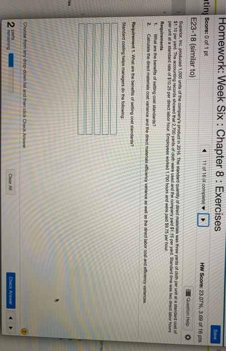  Homework: Week Six : Chapter 8: Exercises Save nting Score: 0