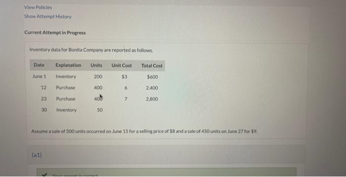  View Policles. Show Attempt History Current Attempt in Progress Inventory data