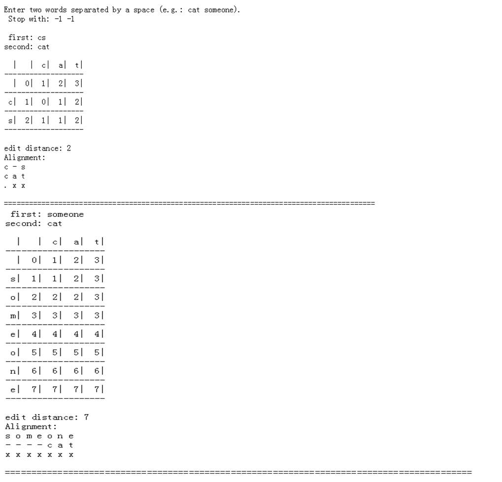 or Java) Write a C code to compute the edit distance (or