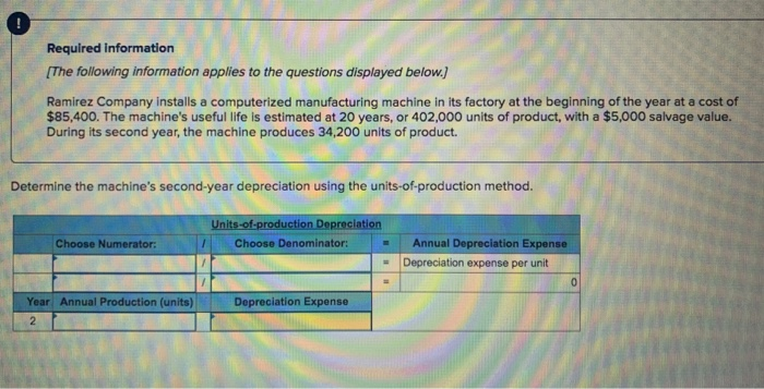 information (The following information applies to the questions displayed below.) Ramirez Company