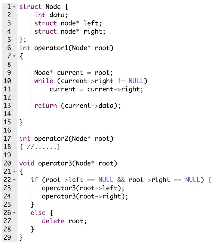  Above is the partial implementation for the Binary Search Tree (BST)