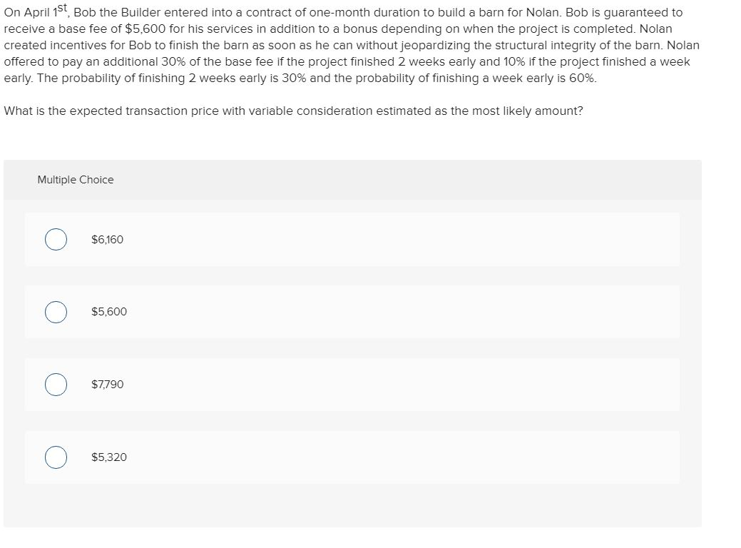 On April 1st, Bob the Builder entered into a contract of