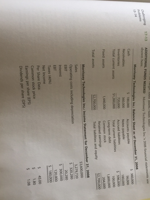 a spreadsheet. Below are the given input Part Inputs 10% 4092 Growth