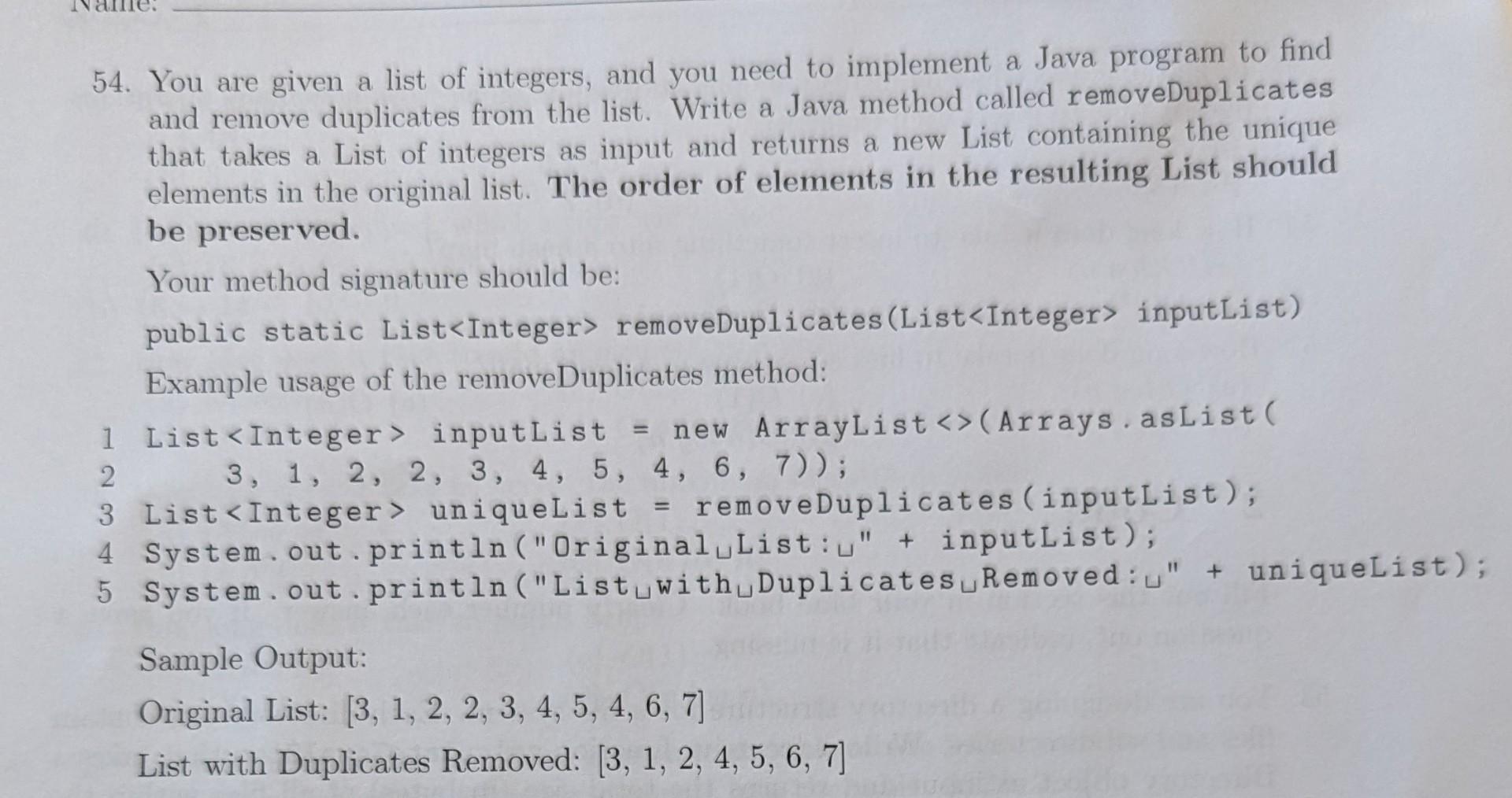 Please answer this Java question with a very short code. 54. You