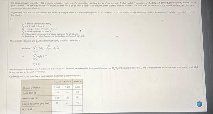 annual cost of goods, the second is the annual ordering cost (D/Q,