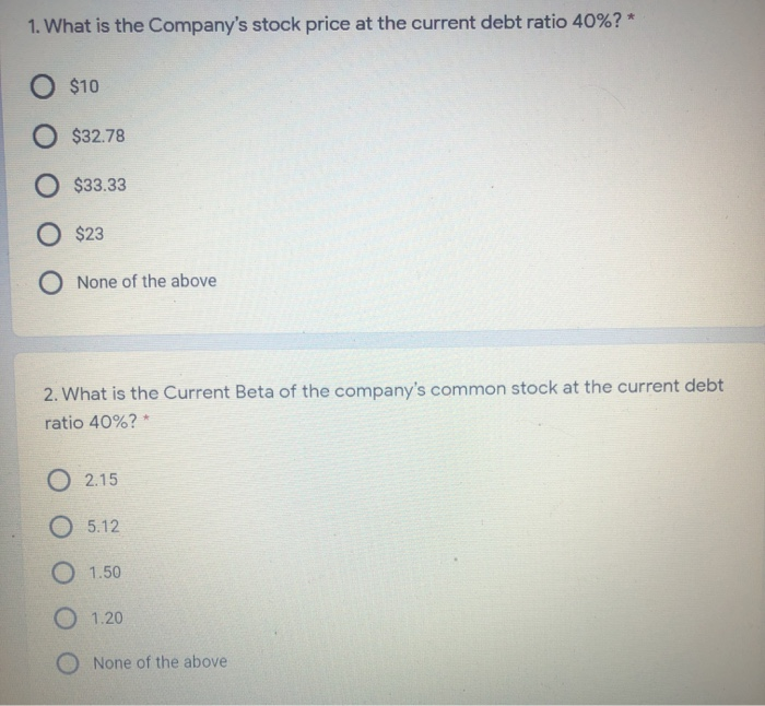Capital Structure of 40% Debt and 60% Equity, and has provided you