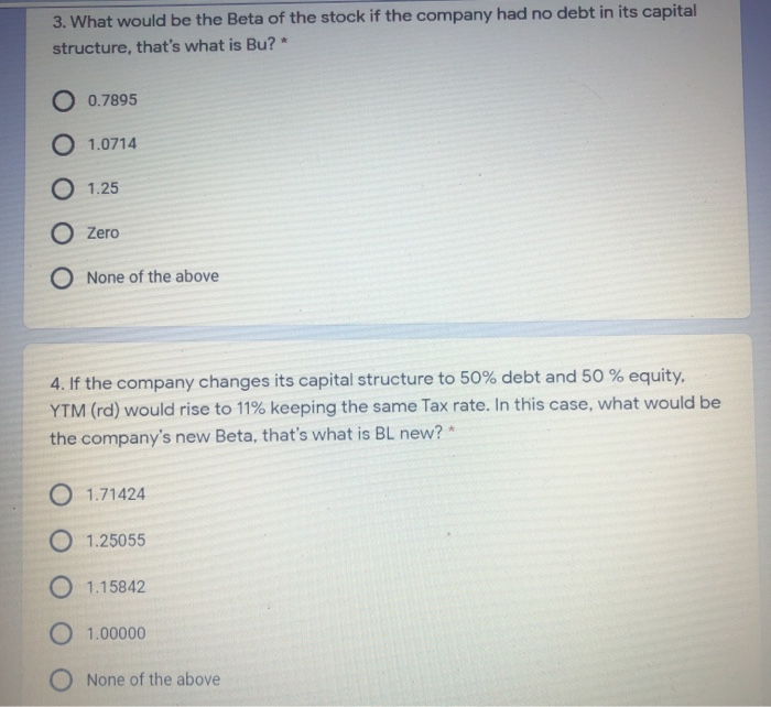 with the following information: YTM (rd) Risk Free Rate (rf) Market Risk