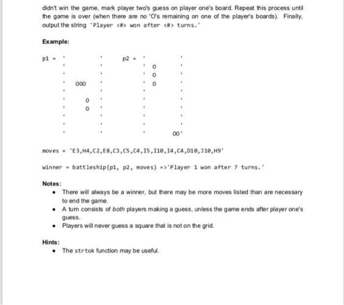 array representing player one's ship placement 2. (char) A 10x 10 array