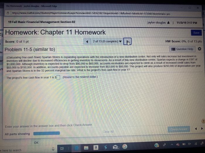  Do Homework -jaylon douglas-Microsoft Edge X https//www.mathd.com/Student/PlayerHomework.aspx?thomeworkld-5456238218&questionld 1&flushed ifalsecld-5720481 8centerwinsyes 19