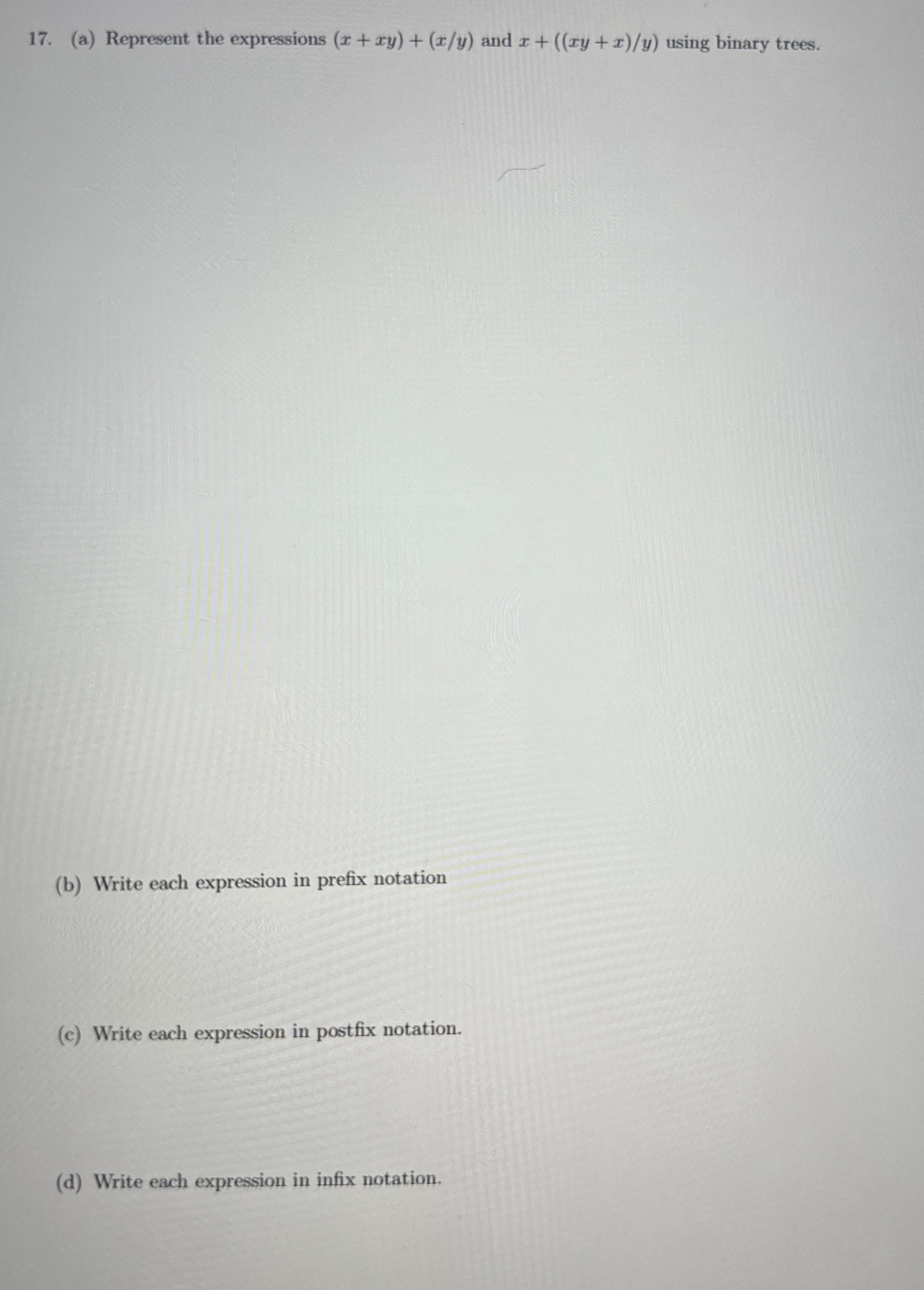  a) Represent the expressions \((x+x y)+(x / y)\) and \( x+((x