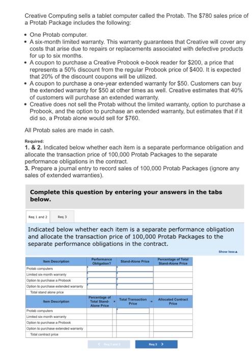 Please complete each step in detail. Creative Computing sells a tablet computer