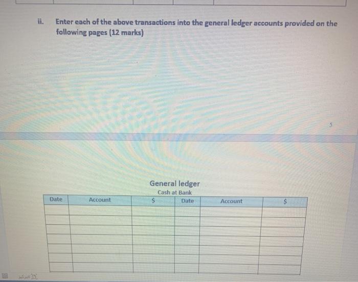 description) June 3 Salaries Cash at Bank $1,000 $1,000 June 7 Accounts