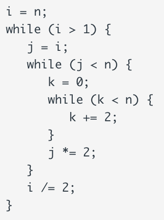 To find the time complexity for this code, I understand that the