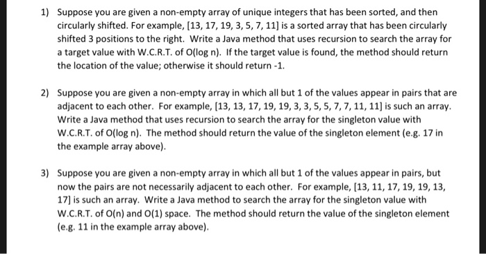  1) Suppose you are given a non-empty array of unique integers