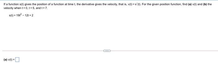  If a function () gives the position of a function at