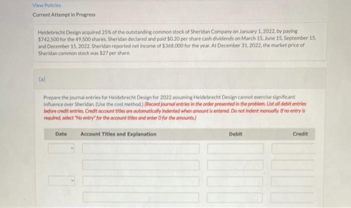  View Policies Current Attempt in Progress Heidebrecht Design acquired 25% of