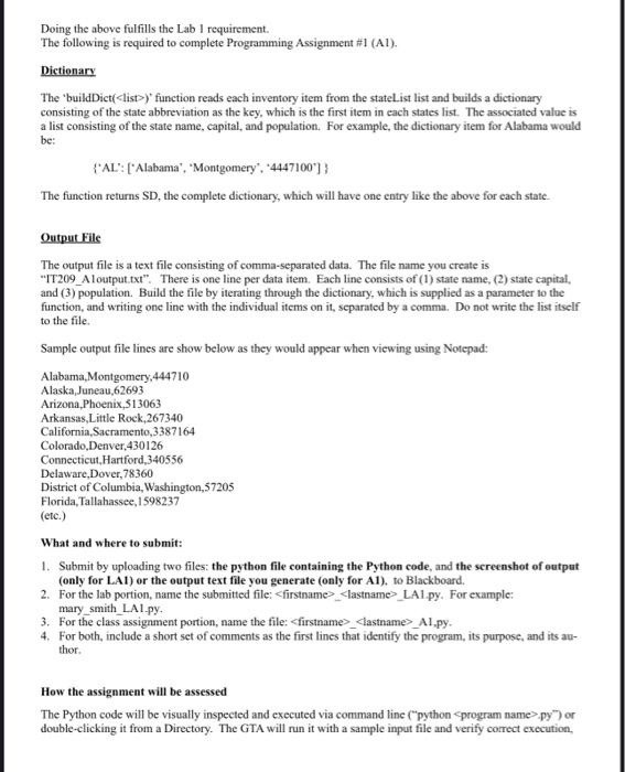 of Lab or at the discretion of the GTA Complete Class Assignment