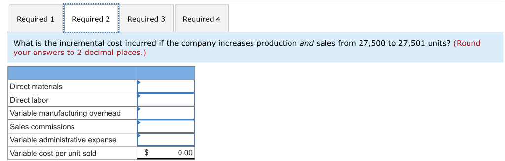 $ 3.90 $ 2.40 Direct materials Direct labor Variable manufacturing overhead Fixed