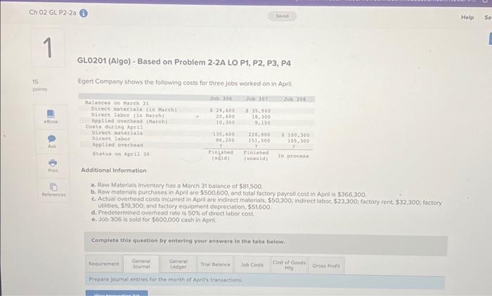  Ch 02 GL P2-2a 1 15 points eBook Ask Print 10