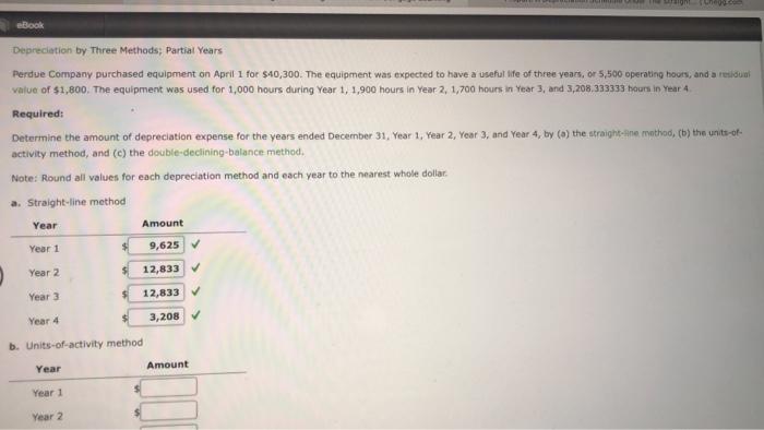  Deprication method and each year to the nearest whole dollar a.