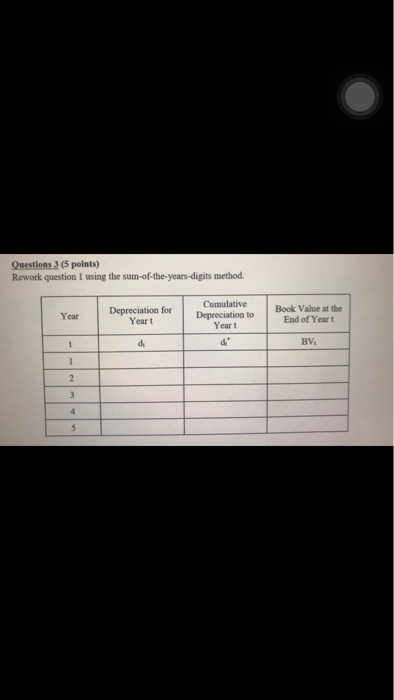 Ignore the straight line method. Thank you! Question 1 (6 points In
