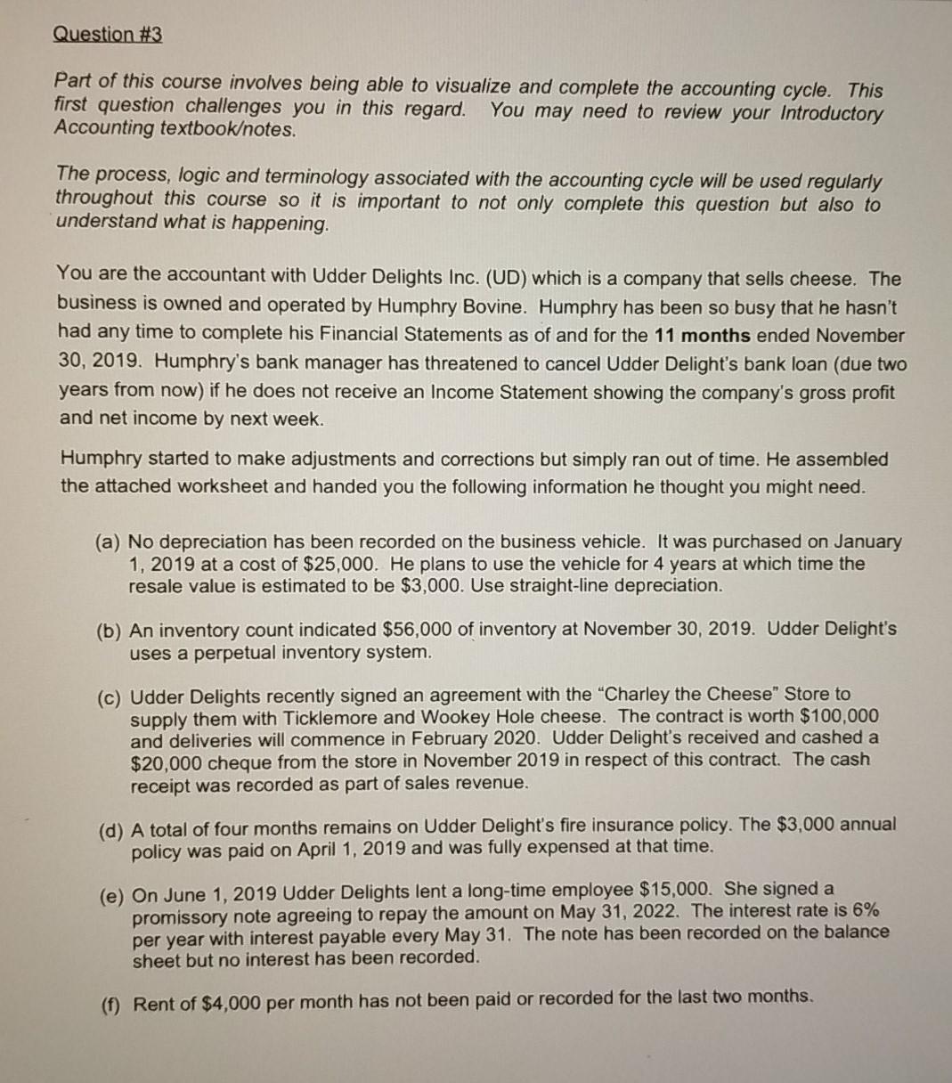  please answer them by excel. Thank you so much Question #3