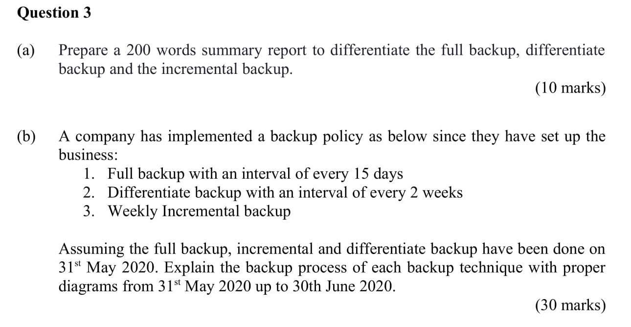  Question 3 (a) Prepare a 200 words summary report to differentiate