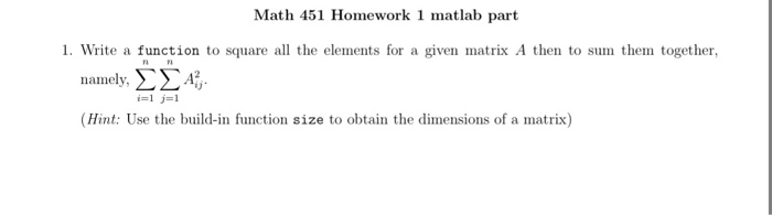  Doing this in the matlab Math 451 Homework 1 matlab part