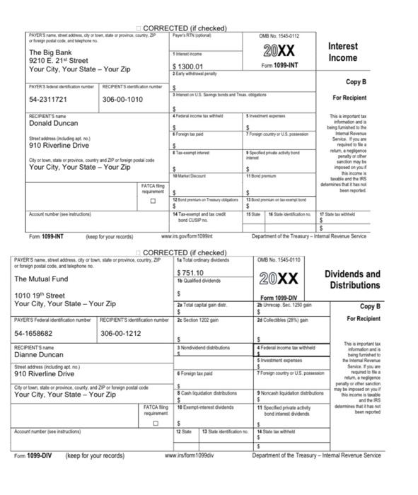 need the practice return completed with the tax forms you used and