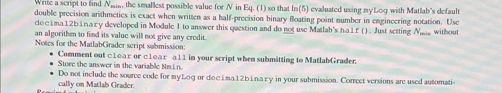  Write a script to find Nmin, the smallest possible value for