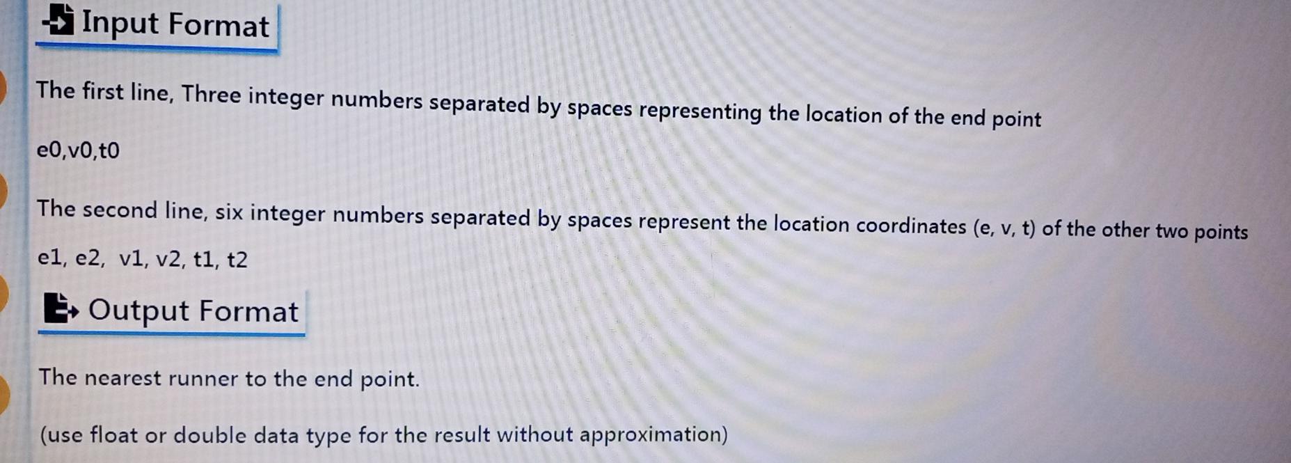 are given the location of the end point at (e0,60,to). You are