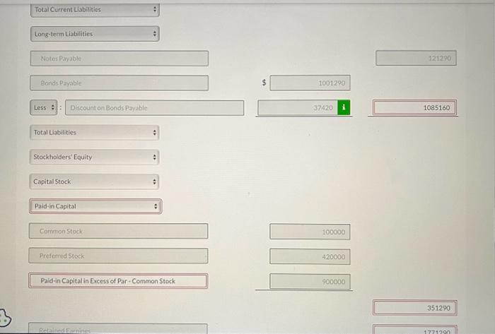 $41,290; investments in common stock, short-term $81,290 and long-term $271,290; and bond
