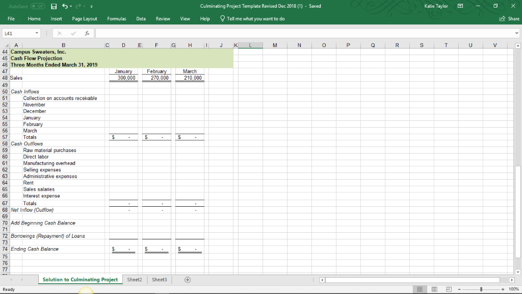 Use this Excel Culminating Project Template (SEE SCREENSHOT BELOW) to help you