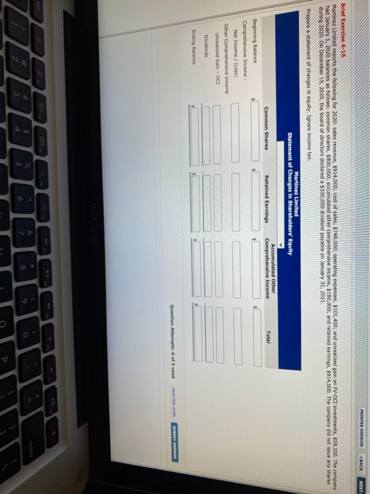  PAINTER VERSION BACK NEXT Brlet Exercise 4-16 Martinez Limited reports the