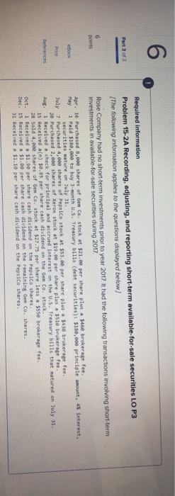  6 Required information Problem 15-2A Recording, adjusting, and reporting short-term available-for-sale