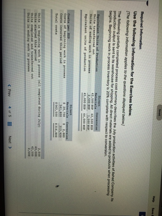  Help Save Required information Use the following information for the Exercises