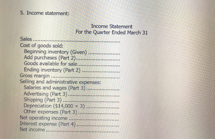 a quarterly basis. The following data has been assembled to assist in