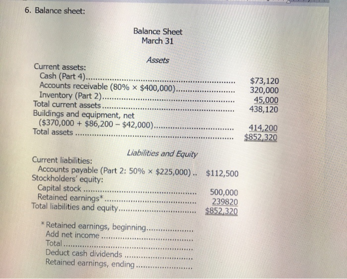 preparation of the master for the first quarter. a. As of December