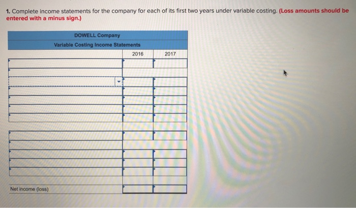 absorption costing income (two consecutive years) LO P2, P3 (The following information