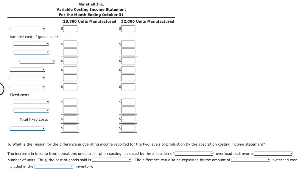 Estimated Income Statements, using Absorption and Variable Costing Prior to the first