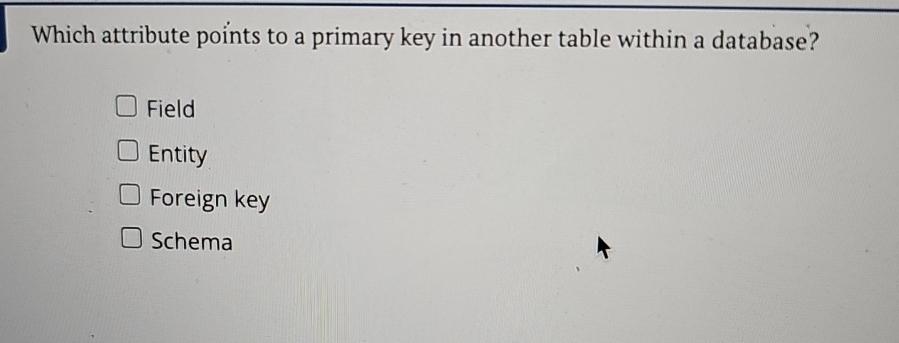  Which attribute points to a primary key in another table within