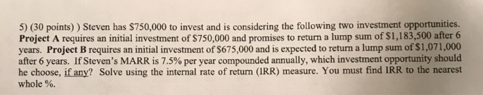 Can i get the solved by hand please. No excel 5) (30