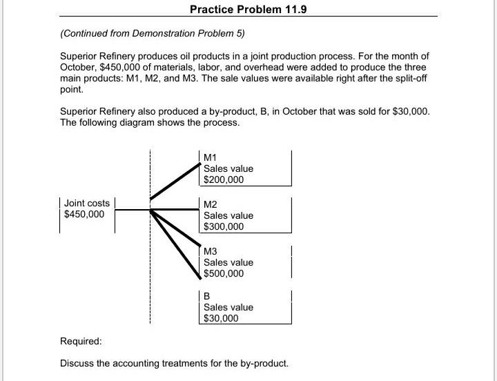  Practice Problem 11.9 (Continued from Demonstration Problem 5) Superior Refinery produces